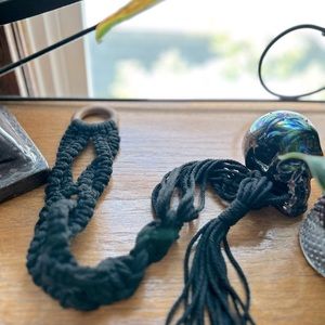 Handmade Braided Black Plant Hanger